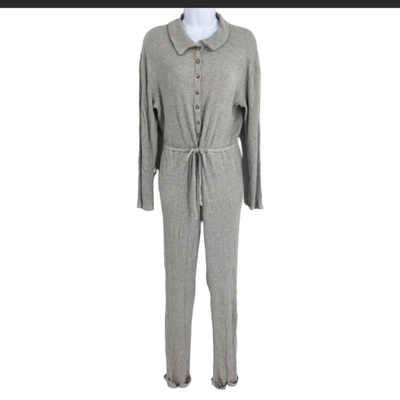 Lovers and Friends Cozy Knit Jumpsuit XS Rib Knit Button Front Tie Waist… - Picture 4 of 9